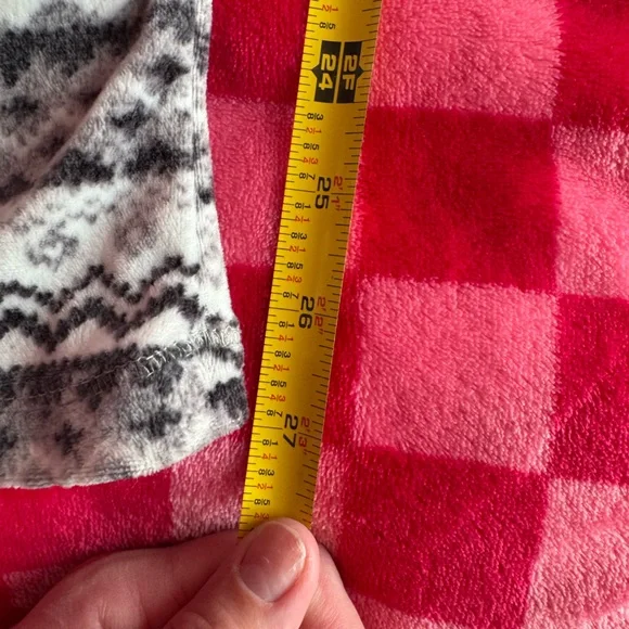 Gray & white fleece long sleeve lounge set with drawstring pants - Picture 8 of 15